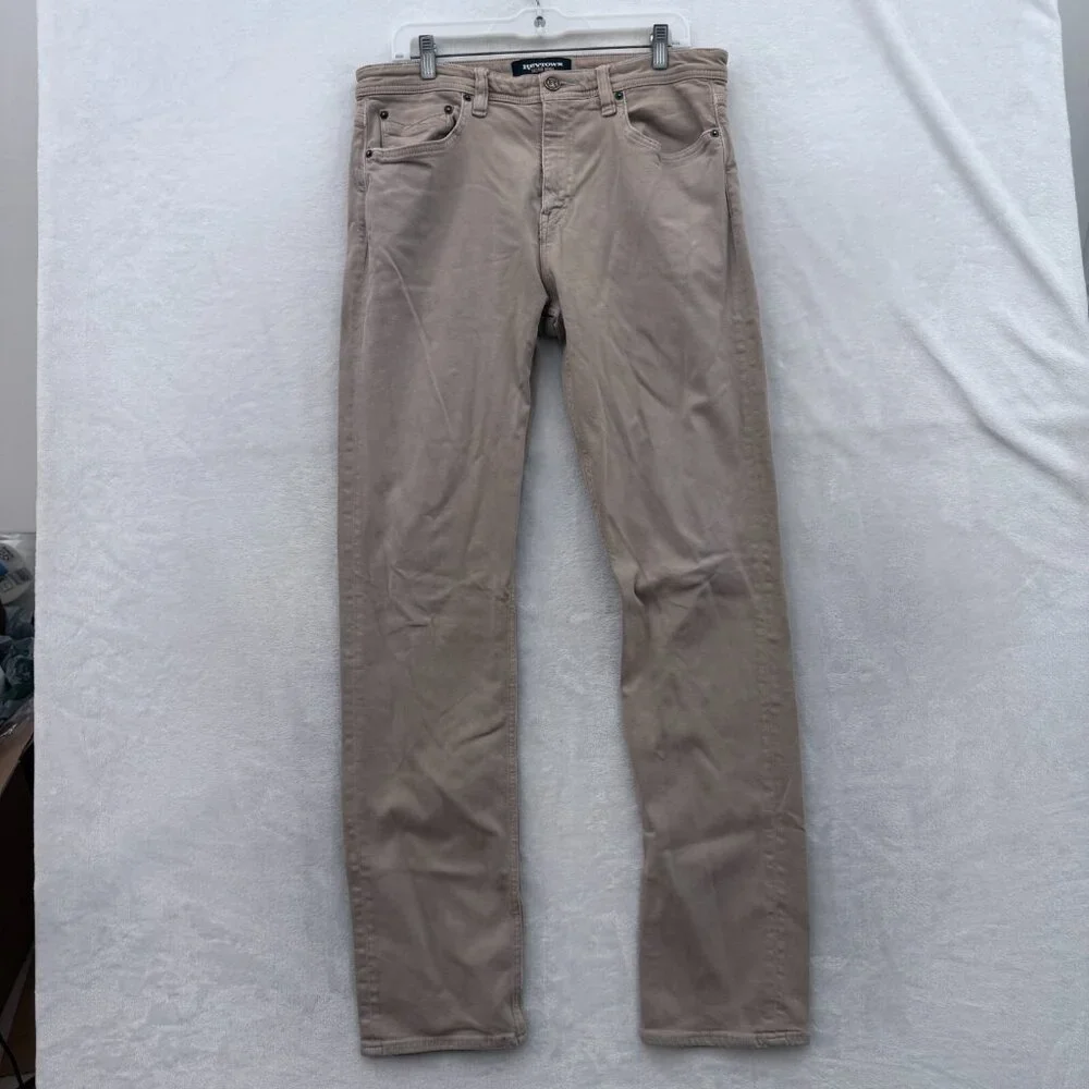 Revtown Sharp Pants Mens 35x34 (34x33) Beige Straight Leg Stretch